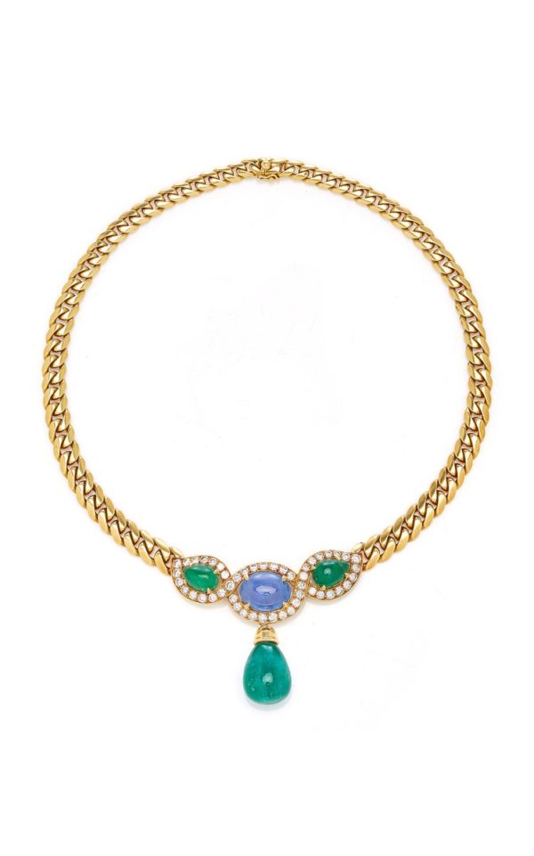 Bulgari Emerald, Sapphire, and Diamond Necklace