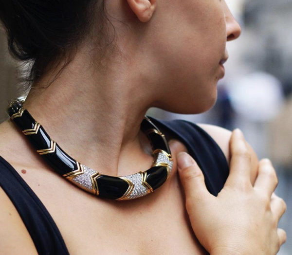 Chunky Black Onyx and Diamond Necklace - Image 2