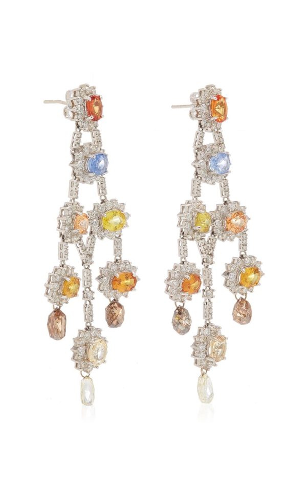 Sapphire & Diamond Girandole Chandelier Earrings - Image 3