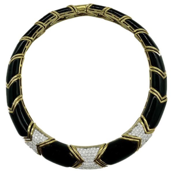 Chunky Black Onyx and Diamond Necklace