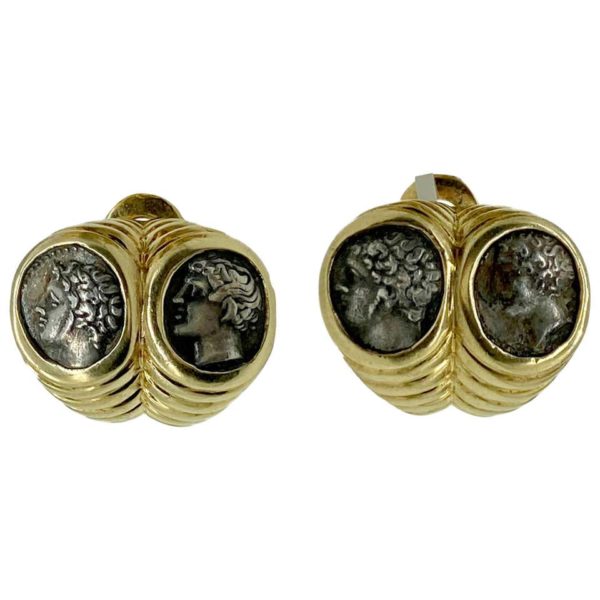 Bulgari Monete Doppio Baccellato Ancient Greek Coin Earclips