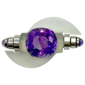 Jean Despres Art Deco Amethyst & Rock Crystal Brooch