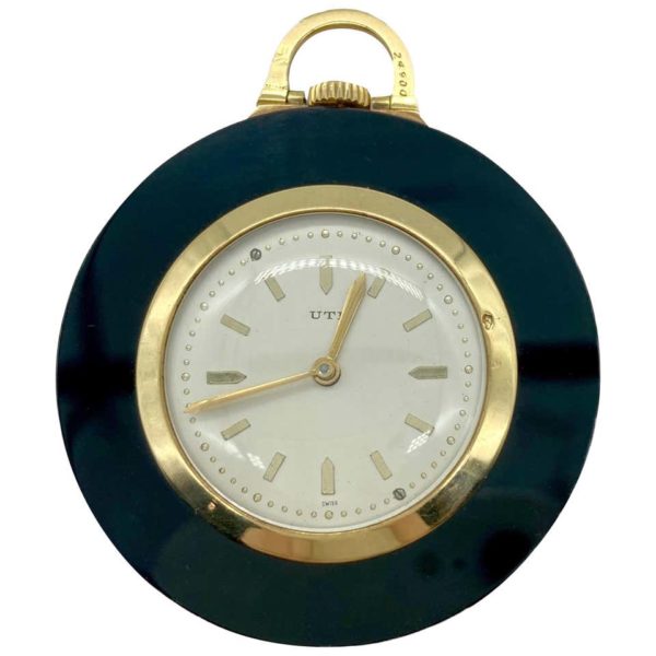 UTI Onyx Ruby Skeleton Pocket Watch
