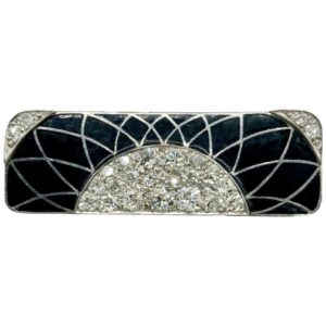 Art Deco Diamond and Enamel Brooch
