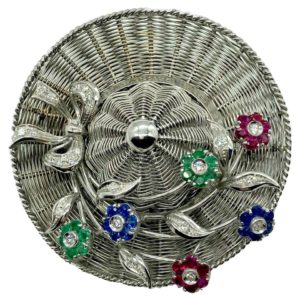 Spritzer & Fuhrmann Hat Brooch with Gemstone Flowers