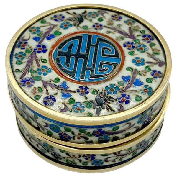 Antique Art Nouveau Enamel Pill Box