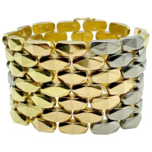 Retro Tri-Color Gold Link Bracelet