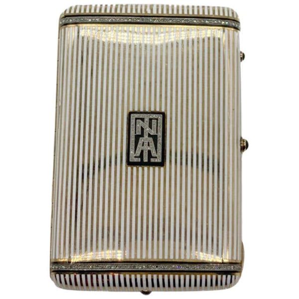 Art Deco Enamel and Diamond Cigarette Case