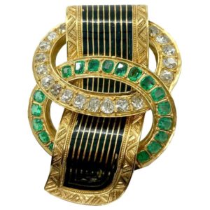 Antique Taille d’Epargne Emerald & Diamond Brooch-Pendant