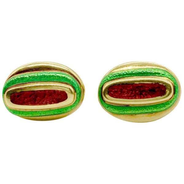 David Webb Enamel Cufflinks