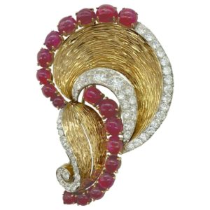Mauboussin Ruby and Diamond Clip Brooch