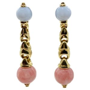 Bulgari Rhodochrosite & Blue Chalcedony Earrings