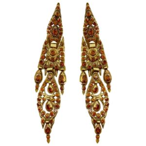 Antique Iberian Spessartine Garnet Earrings