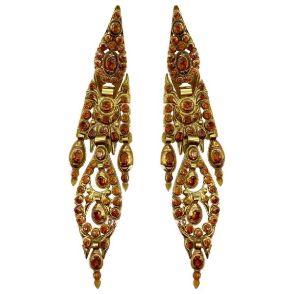 Antique Iberian Spessartine Garnet Earrings