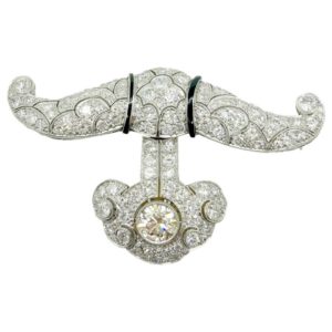 Art Deco Diamond and Onyx Brooch Pendant