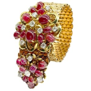 Retro Ruby and Diamond Slide Bracelet