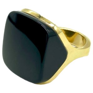 Black Onyx and Yellow Gold Ring