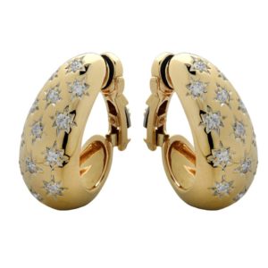 Diamond & Yellow Gold Half Hoop Earclips