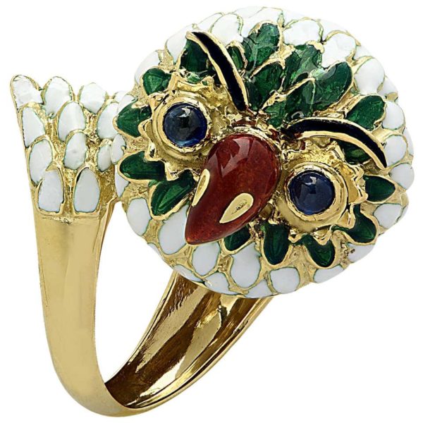 Corletto Enamel Owl Ring - Image 2