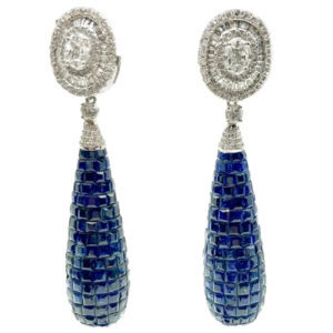 Invisible Set Sapphire & Diamond Drop Earrings