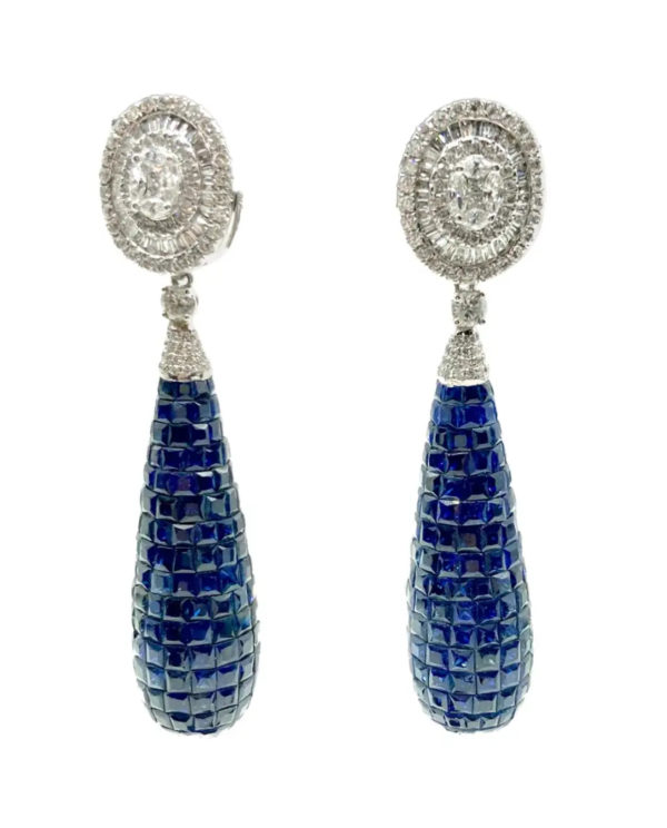 Invisible Set Sapphire & Diamond Drop Earrings