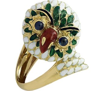 Corletto Enamel Owl Ring