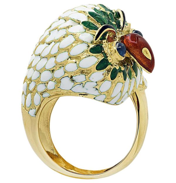 Corletto Enamel Owl Ring - Image 3