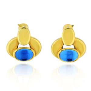 Marina B Cabochon Blue Quartz Earclips