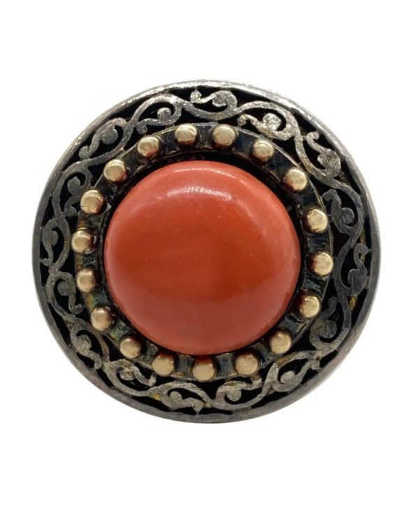 Antique Coral Button Ring