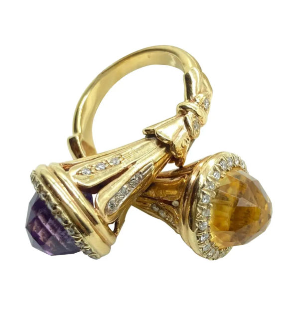 Amethyst, Citrine, & Diamond Bypass Ring