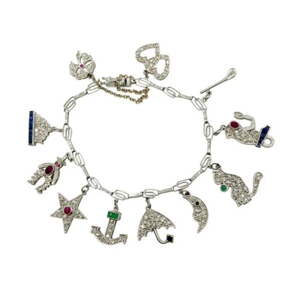 Art Deco Diamond Charm Bracelet