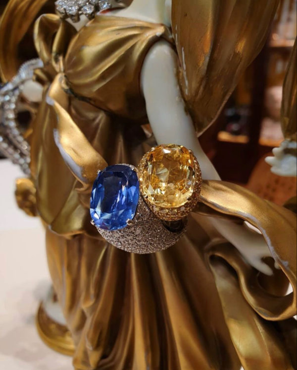 Blue & Yellow Sapphire Bypass Statement Ring - Image 2
