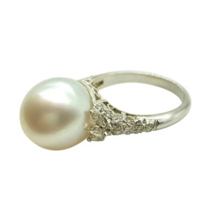 Cultured Pearl and Diamond Ring