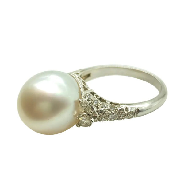 Cultured Pearl and Diamond Ring