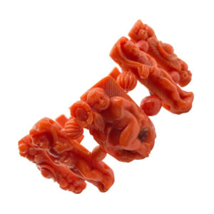 Antique Carved Coral Cherub Bracelet