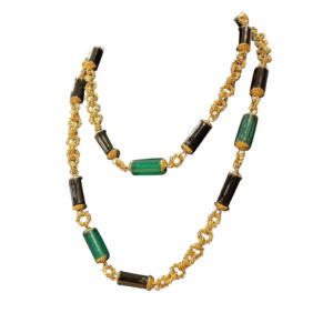 Chrysoprase & Onyx Sautoir Necklace