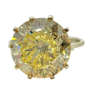 7.41 Carat Fancy Intense Yellow Diamond Ring