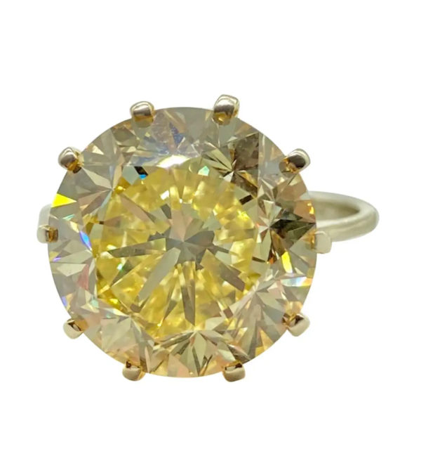 7.41 Carat Fancy Intense Yellow Diamond Ring
