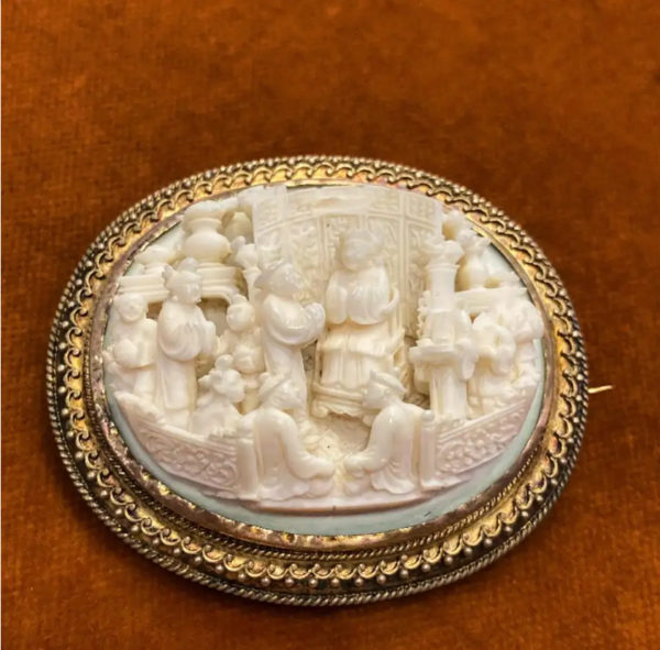 Antique Carved Bone Brooch-Pendant - Image 2