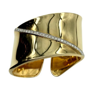 Wavy Gold Cuff Bracelet with Diamonds