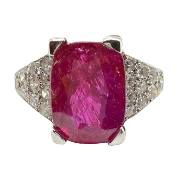 5.20 Carat Burmese Ruby & Diamond Ring