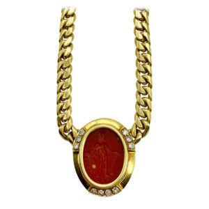 Bulgari Ancient Carnelian Intaglio & Diamond Necklace