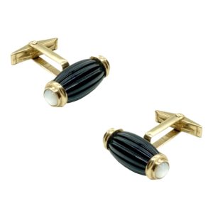 Fluted Onyx & Mother of Pearl Cufflinks