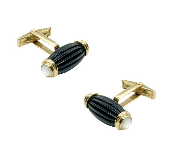 Fluted Onyx & Mother of Pearl Cufflinks