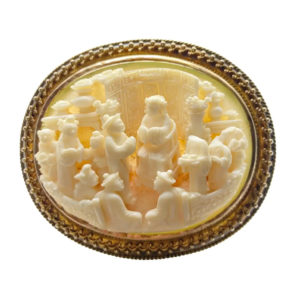 Antique Carved Bone Brooch-Pendant