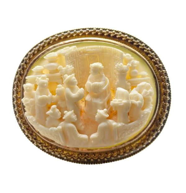 Antique Carved Bone Brooch-Pendant