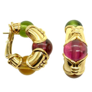 Bulgari Gemstone Half-Hoop Earrings