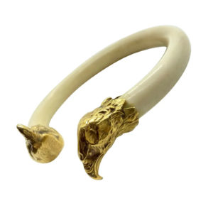 Old Bone & Gold Eagle Bangle Bracelet