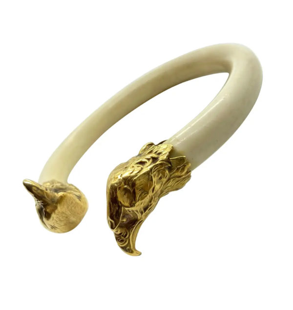 Old Bone & Gold Eagle Bangle Bracelet