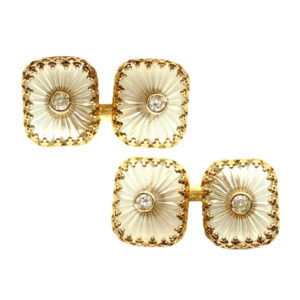 Fluted Rock Crystal & Diamond Cufflinks